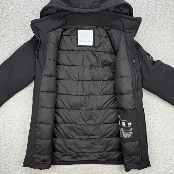 Yes Zee Coat Womens Extra Large XL Black Down Puffer Jacket Parka Hooded Winter - Picture 4 of 12